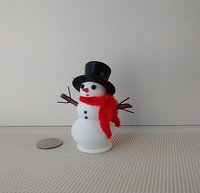 RESERVED 1:12 Dollhouse miniature light up snowman with removable hat Battery operated holiday decor REF Red scarf