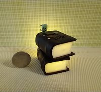 Mini leather bound book of spells Battery lighted Halloween spell book Halloween decor REF Thick brown leather