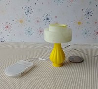 1:12 dollhouse mid-century modern style table lamp with tiered shade MCM retro style table lamp REF Yellow