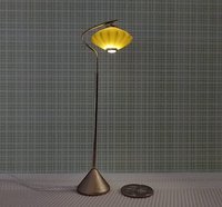 1:12 scale dollhouse mid-century style  cocoon floor lamp Inspired by a vintage Scandinavian design of the 50s Battery operated MCM lamp with external wires REF Curved post