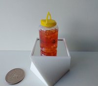 1:12 Dollhouse miniature large tea jar filled with faux tea and ice cubes REF Yellow lidded