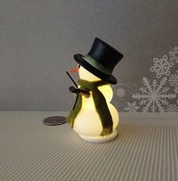 1:12 Dollhouse miniature light up snowman with removable hat Battery operated holiday decor REF Green scarf