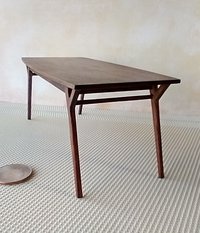 1:12 Dollhouse dining table and four chairs set in solid walnut Mid-century styled dining set