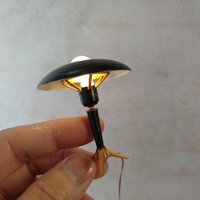 MADE TO ORDER 1:12 dollhouse mid-century space age flying saucer table lamp Battery operated MCM light on external wires