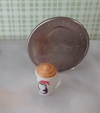 1:12 scale dollhouse winter themed mug with cream lid Hot cocoa mug in cream white REF Cream white cocoa mug