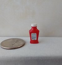 1:12 Dollhouse miniature ketchup bottle with front back and collar labels Mini kitchen accessory Price is for EACH