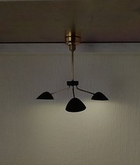 1:12 Dollhouse miniature mid-century modern curvilinear chandelier MCM 3-light ceiling light Battery operated LED miniature lamp