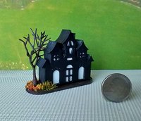 RESERVED Miniature light up halloween haunted house with leafless tree Battery operated for 1-inch scale or play scale REF 1