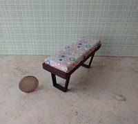 1:12 scale miniature mid-century modern bench with removable cushion REF Walnut