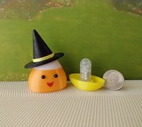 Dollhouse miniature lighted candy corn witch Battery operated Halloween decor for 1:12 or play scale REF Yellow hat trim B