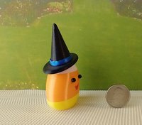 Dollhouse miniature lighted candy corn witch Battery operated Halloween decor for 1:12 or play scale REF Blue hat trim