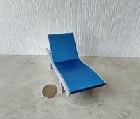 1:12 scale dollhouse chaise lounge with adjustable recline positions - for patio / deck / backyard / pool side / beach REF Blue
