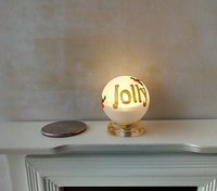 1:12 Dollhouse holiday light up globe ornament Free standing frosted globe Christmas ornament Battery operated holiday light REF Holly jolly