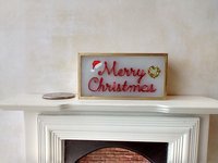 1:12 Dollhouse Merry Christmas light box Battery operated holiday light box with non-blinking color LEDs and no external wires REF Red text