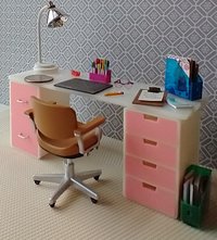 MADE TO ORDER Pink 1:12 Dollhouse 4-drawer unit storage chest of drawers with rounded corners contemporary style for mini home office or craft room REF Pink