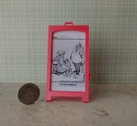 1:12 scale miniature sidewalk sign holder, 2-sided for changeable sinage Hinged and fold-flat for storage REF Coral pink