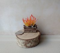 1:12 Dollhouse realistic light up firelogs with flickering flames Battery operated lit logs 1 unit