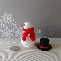RESERVED 1:12 Dollhouse miniature light up snowman with removable hat Battery operated holiday decor