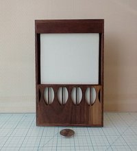 1:12 Dollhouse miniature Murphy bed in solid walnut with mid-century styled headboard Full/double fold-down bed Wall bed with front shelving Accesssories NOT included