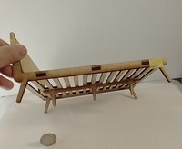 1:12 dollhouse MCM bed frame laser cut from MDF Mid-century modern bed in 1-inch scale