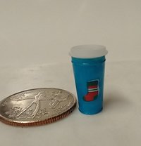 1:12 Dollhouse miniature holiday tumbler in turquoise with removable lid REF Turquoise with big snowflake
