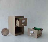 1:12 Dollhouse 2-drawer vertical filing cabinet Faux metal file cabinet for mini home office REF Putty color