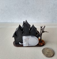 PREORDER Deposit of $1 for one unit of miniature light up halloween haunted house with leafless tree Battery operated for 1-inch scale or play scale