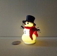 RESERVED 1:12 Dollhouse miniature light up snowman with removable hat Battery operated holiday decor REF Red scarf