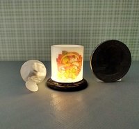 1:12 Dollhouse miniature fall candle sleeve or battery lighted candle holder REF Green bow basket