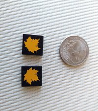 1:12 Dollhouse kitchen accessory Faux black ceramic trivet with maple leaf decal cork backing PRICE is for EACH Reference orange leaf