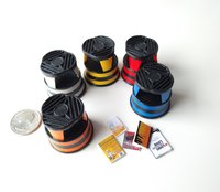 1:12 Dollhouse miniature round 2-step step stool inspired by Kik-step steel step stool REF Orange