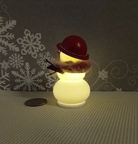 1:12 Dollhouse miniature light up snowlady with rabbit fur shawl and red hat Battery operated holiday decor REF Snowlady
