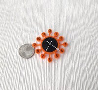 1:12 Dollhouse orange sunburst wall clock with black vinyl record clock face Mid-century styled wall clock
