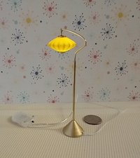 1:12 scale dollhouse mid-century style  cocoon floor lamp Inspired by a vintage Scandinavian design of the 50s Battery operated MCM lamp with external wires REF Curved post
