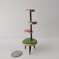1:12 Dollhouse mid-century style plant stand inspired by Formica 4-tier plant stand with tapered legs REF Lowest green platform