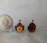 1:12 Dollhouse miniature maple syrup in maple leaf shaped bottles Dollhouse kitchen accessory Price is for ONE bottle REF Golden lid