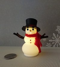 1:12 Dollhouse miniature light up snowman with removable hat Battery operated holiday decor REF Red scarf