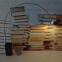 1:12 Dollhouse arc floor lamp with faux marble base Mid century modern inspired lamp Battery operated LED lamp on external wires REF Black base