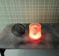 1:12 Dollhouse miniature fall candle sleeve or battery lighted candle holder REF Golden and white snowflakes