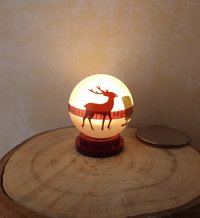1:12 Dollhouse holiday light up globe ornament Free standing frosted globe Christmas ornament Battery operated holiday light REF Oh deers