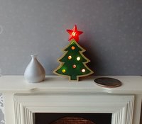 1:12 Dollhouse light up Christmas tree with star tree topper Battery operated miniature holiday LEDs decor No external wires REF