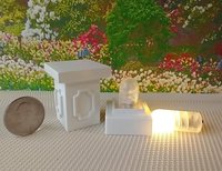 1:12 Dollhouse garden pedestal Battery operated lighted pedestal as plant stand or display stand or patio side table Price is for ONE unit REF Curved corners details