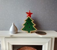 1:12 Dollhouse light up Christmas tree with star tree topper Battery operated miniature holiday LEDs decor No external wires REF