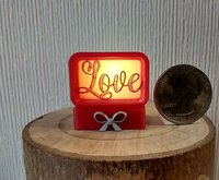 1:12 Dollhouse LOVE light box Battery operated Valentine's decor All-season lighted box No external wires REF Red box frame