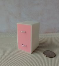 MADE to ORDER Pink 1:12 Dollhouse 2-drawer filing cabinet with rounded corners contemporary style for mini home office or craft room REF Pink filing
