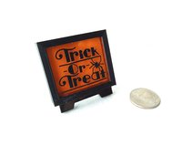 1:12 dollhouse Halloween light box Battery operated light up Trick or Treat sign on external wires