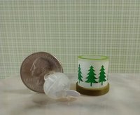 1:12 Dollhouse miniature fall candle sleeve or battery lighted candle holder REF Green Christmas trees