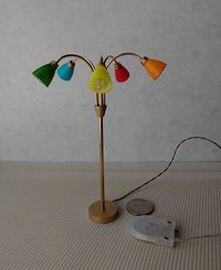 RESERVED 1:12 scale dollhouse mid-century style 5-arm floor lamp with shades in multiple colors Battery operated dollhouse lamp with external wires