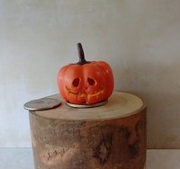 Battery operated miniature light up Jack-O-Lantern Pumpkin LED light for Halloween No external wires REF Water drop eyes