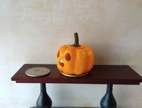 Battery operated miniature light up Jack-O-Lantern Pumpkin LED light for Halloween No external wires REF Bunny teeth